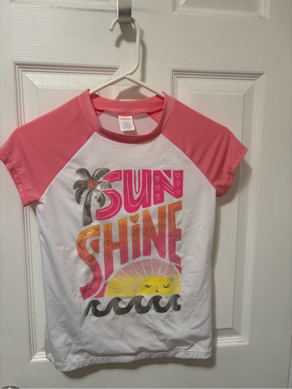 Gymboree Pink & White 'Sunshine' Swim Rashguard